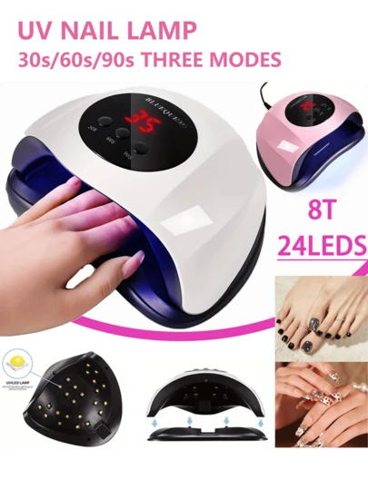 1pc LED Hand Foot Foot Phototherapy Nail Lamp, Nail DIY Lamp, USB Charging Nail Curing Lamp, With Three Gear Timing Gel Curing Function, Convenient And Compact Nail Lamp With Timing Function, No Stain Effect, Nail Beauty Products, ABS Material, Suitable For Vacation/Home/Gift Giving/Nail Salon/Spa Use