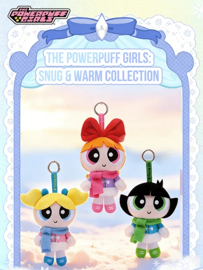 The Powerpuff Girls Warm Scarf Character Keychain Bag Charm Pendant, Cartoon Winter Outfit Design Featuring Cozy Scarf Detail And Expressive Face Elements, Soft-Touch Fabric Surface With Fine Stitching And Refined Craftsmanship, Lightweight Hanging Ornament Accessory For Handbags Backpacks Totes Shoulder Bags And Keys, Cute Animation Character Collectible For Daily Styling Display Decoration And Desk Accent, Eye-Catching Seasonal Cartoon Accessory For Character Fans And Art Figure Collectors, Ideal Christmas Holiday Birthday Gift Choice For Friends Couples And Special Celebration Moments