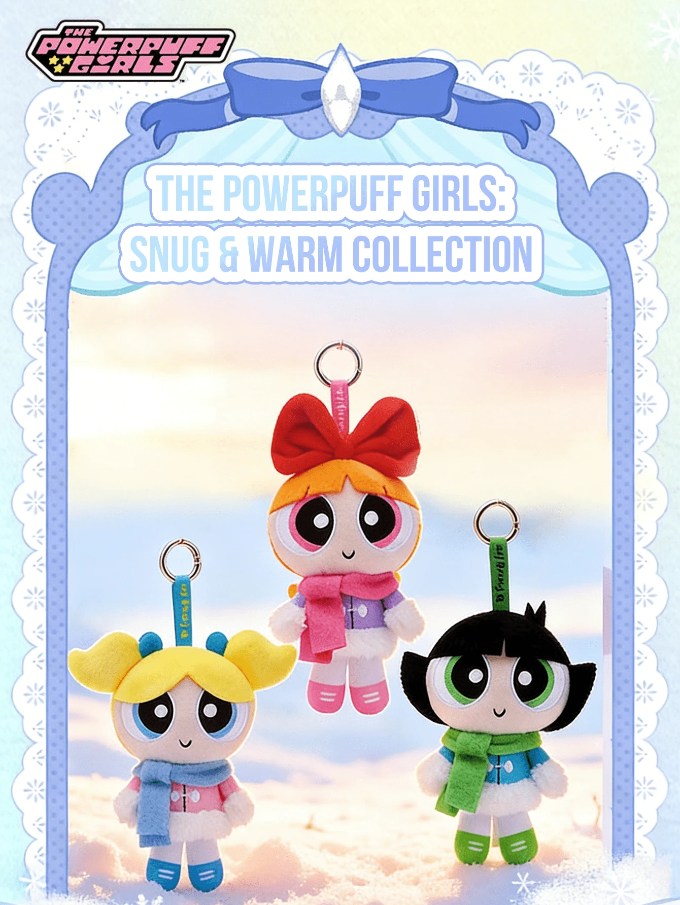 The Powerpuff Girls Warm Scarf Character Keychain Bag Charm Pendant, Cartoon Winter Outfit Design Featuring Cozy Scarf Detail and Expressive Face Elements, Soft-Touch Fabric Surface with Fine Stitching and Refined Craftsmanship, Lightweight Hanging Ornament Keybory for Fine Stitching and Refined Craftsmanship, Lightweight Hanging Ornament Keypory for Fine Stutem Tod Display Decoration and Desk Accent, Eye-Catching Seasonal Cartoon Accessory for Character Fans and Art Figure Collectors, Ideal Christmas Holiday Birthday Gift Choice for Friends Couples and Special Celebration Moments
