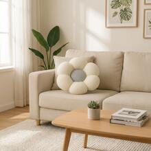 Daisy Flower Shaped Ultra Soft Plush Seat Cushion / Floor Pillow - 45x45 Cm - Made In Turkey - Multicolor - View 5