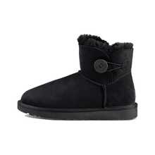 UGG Bailey Button II Button II Boot 羊皮 保暖防滑包裹性 加絨 休閒舒適 短筒 雪靴 女款 黑色 - 黑色 - 查看 12