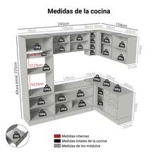 Cocina Integral Completa Modular Madesa Vik 399cm BG 01 - Blanco y Gris - Ver 3