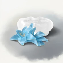 1pc Lily Flower Shaped Silicone Mold, Realistic Floral Design, Reusable For Clay, Resin, Candle, Soap And Plaster Crafts. Suitable For Home Decor, Jewelry Making, Wedding Decoration, Birthday And Valentine's Day Gifts - A-White - View 6