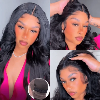 ZHENDEFA 360 Degree Realistic High Definition Transparent Lace Front Wig With Invisible Wavy Hairline, No Glue, Drawstring Style, For Women