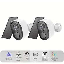 SANSCO Solar Powered Security Cameras Wireless Outdoor, 4pcs Solar Powered 3K 4MP Surveillance 2.4GHz & 5Ghz WiFi Cameras For Home Security Outside, PIR/AI Motion Detection, IP65 Waterproof, Color Night Vision, 2-Way Audio, White - White - View 10