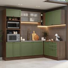 Cocina Integral Completa Modular Madesa Vik 399cm MV - Marrón y Verde - Ver 1