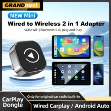 二合一无线CarPlay和Android Auto适配器，即插即用CarPlay转换器，快速自动连接，无延迟，设计小巧，兼容和安卓设备，配备USB/USB-C接口，支持无线Android Auto，升级车载音响，时尚汽车配件，提供高品质音频，无需电池 - A - 查看 2