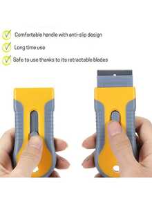 1 Set Of Glass Scraper With 5 Steel Blades And 5 Plastic Blades, Suitable For Removing Stickers, Grease, Paint And Adhesives On Oven Glass Surfaces - A - View 3