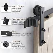 Riel Y Herraje Para Puerta Corrediza De Granero 2 M/6.6 Ft - 2 m/6,6 pies - Ver 2