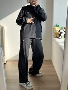 Nike Sportswear Phoenix Fleece 純色繫帶高腰寬腿針織運動褲 女款 黑色 - 黑色 - 查看 7