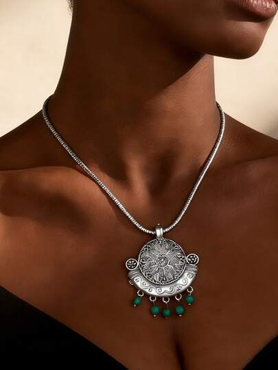 1 件复古串珠流苏项链，古董传统设计珠宝，完美适合新娘婚礼/各种场合/巴基斯坦传统项链，时尚珠宝项链，假期/节日/母亲节礼物