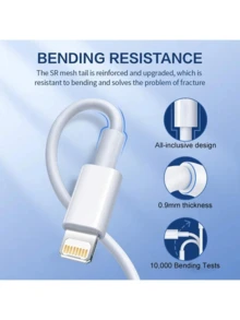 Cable de datos de PVC blanco, set de 4 piezas/3 piezas/2 piezas/1 pieza, cable de carga rápida de 60W PD compatible con iPhone 14 13 12 11 Pro Max Mini 14 8 Plus X XR XS, cable de datos Lightning que soporta carga rápida y sincronización, adecuado para accesorios de juegos y auriculares, regalo para aniversario y celebración de bodas - Blanco C-L - Ver 6