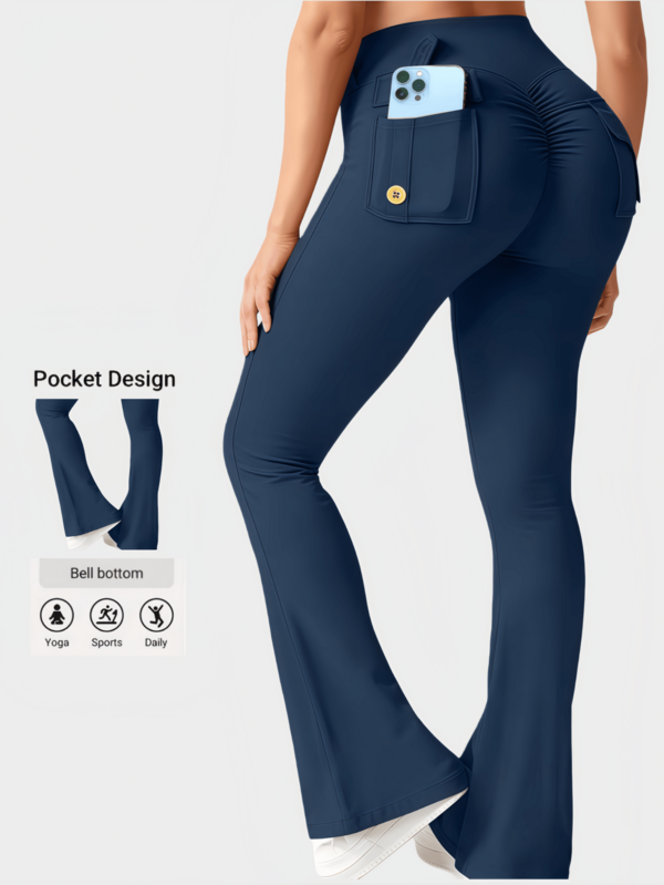 Women'S Tight-Fitting Dancing Flared Yoga Sportpocket Pants Tights Flare Leggings Low Impact Yoga Pilates Studio Daily Casual Wear Fall Winter