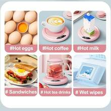 SOKANY 1个智能恒温加热杯垫，咖啡杯保温器。USB供电，3档温度设置（55-75°C），一键启动，8小时自动关机。适用于加热咖啡/牛奶/鸡蛋/三明治/茶，非常适合家庭、办公室和旅行使用。 - 多色 - 查看 8