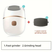 Electric Foot File, USB Rechargeable Lithium Battery (400mAh), 2-Speed Adjustable, LED Light, Cordless Design, Detachable Grinding Head, Suitable For Thick Skin, Portable Foot Care Beauty Tool, Low Voltage ≤36V, Rechargeable Battery, Easy To Use - White - View 8