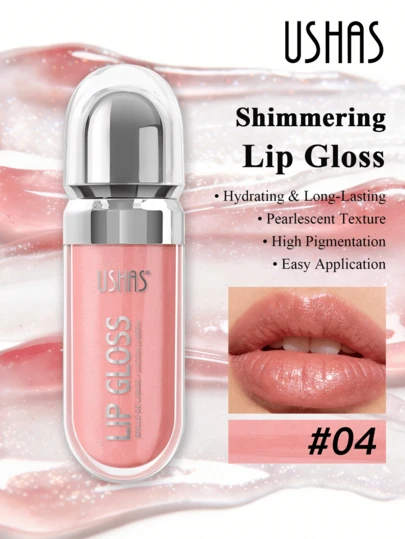  USHAS Skimrande Pearl Gloss Läppglans, Närande & Slät Textur Mirror Finish Läppfärg, Långvarig & Lätt att Applicera, Snabbtorkande & Icke-klibbig, Glittrande Flytande Läppstift, Lämplig För Fest, Högtid Och Vardagsmak, Jul, Alla Hjärtans Dag Gåva