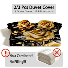 3-Piece/2-Piece Luxurious Yellow Roses  Digital Printed Duvet Cover (Not A Comforter, Without Filling) - Lightweight, Breathable And Comfortable Spring Bedding Set, Suitable For Hotel Bedroom Decor, Valentine's Day Gift. Twin, Full, Queen, King - 黃色玫瑰 - 查看 4
