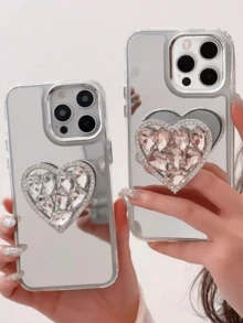 Mirror Glitter Anti-Fall Bracket Phone Case Compatible With APPLE 16/15/14/13, Pro Max X XR, Galaxy S25/S24/S23, 14T/13T/12T, REDMI Note 13/12, HONOR, OPPO Reno Series - Bright - View 2