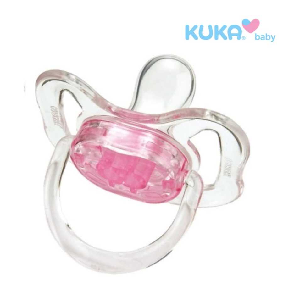 Chupeta Cristal Color Ortodôntico - Kuka Tamanho 01 e 02 Recém Nascido Bebe - Rosa Bebê - Visão 1
