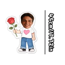 1pc Customized Photo Throw Pillow, Personalized Cushion, Can Customize Interesting Patterns, Double-Sided 3D Pillow, Suitable For Parents/Family/Her/Him/Girlfriend/Boyfriend Gift, Couple Birthday Gift - Men In Heart-shaped T-shirts - View 12