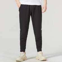 Adidas MUST HAVES Color-Blocked Side Striped Elastic Drawstring Retro Pants For Men - Black - View 2