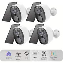SANSCO Solar Powered Security Cameras Wireless Outdoor, 4pcs Solar Powered 3K 4MP Surveillance 2.4GHz & 5Ghz WiFi Cameras For Home Security Outside, PIR/AI Motion Detection, IP65 Waterproof, Color Night Vision, 2-Way Audio, White - White - View 13