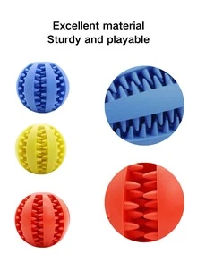 1/3pcs Small Pet Hamster Parrot Toy Ball, TPR Slow Feeder Toy, Blue/Red/Yellow Food Interactive Toy, Dental Care & Boredom Relief Small Pet Toy Ball, Rabbit Chew Toy Ball - Multicolor - View 4