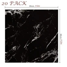 20 Packs Of Peel And Stick Floor Tiles Self-Adhesive Floor Tiles, 20 Pieces - 12 Inches X 12 Inches (30*30cm/11.81 X 11.81 Inches, Covering Area 1.8m2/19.38ft2), Marble Tile - Peel And Stick, DIY Kitchen, Dining Room, Bedroom Bathroom Flooring. (Gray Wood Grain, White Marble Grain, Black Marble Grain, Light Gray Wood Grain, Reddish Brown Wood Grain, Brown Wood Grain, Light Brown Wood Grain) - 黑色 - 查看 10