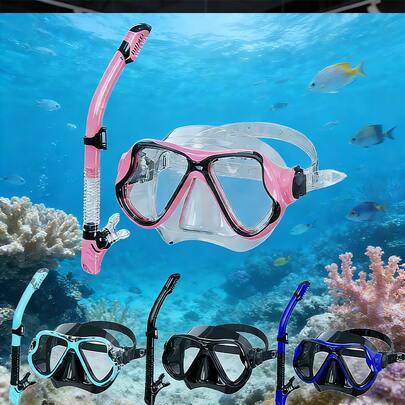 Dry Snorkel Set, Wide Panoramic View, Anti-Fog Diving Mask, Professional Snorkeling Equipment