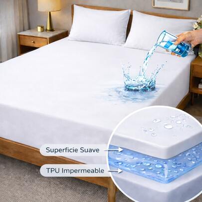 1 Pieza Funda de Cubre Colchón Matrimonial Impermeable para Cama Individual Queen King Size (Funda de Almohada no Incluida)Blanco