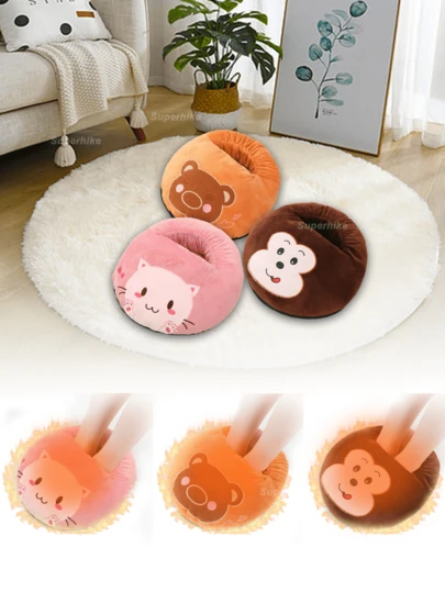 Almohadilla eléctrica portátil de calefacción, calentador de pies lindo, calentador eléctrico de pies USB con 3 ajustes de temperatura y 3 ajustes de temporizador, tela suave y esponjosa, calentamiento rápido, antideslizante y resistente al desgaste, alivia la fatiga de los pies, para mujeres, hombres, invierno frío, hogar, oficina y regalos