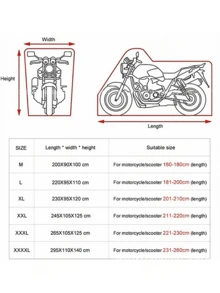 This All-In-One Black Bicycle/Motorcycle Cover Features A Keyhole And Storage Pocket, As Well As Reflective Safety Straps And Elastic Bands For Nighttime Use. It Can Accommodate 1-3 Bicycles. Made Of Thick, Durable Oxford Cloth, It Has Water-Resistant, Sun-Proof, Dust-Proof, Windproof And UV-Resistant Functions. Suitable For Heavy-Duty Road Bikes, Mountain Bikes, ATVs, Electric Bikes, Motorcycles And BMX Bikes. - Black - View 3
