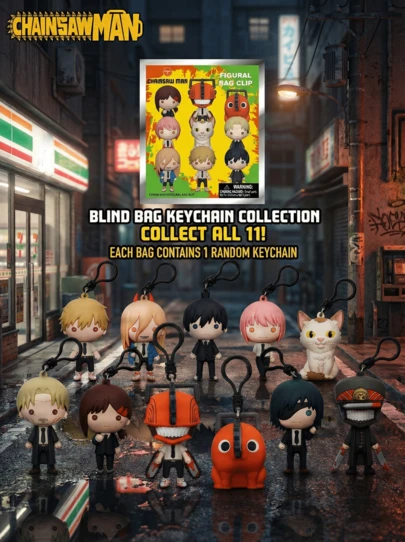 Crunchyroll Chaveiro Autêntico da Blind Bag de Chainsaw Man (1 Peça) - Figura de Espuma 3D Blind Box Mistério Figura Saco Clipe & Charm Zipper Pull Chaveiro Acessórios de Mochila Colecionáveis Presentes de Dia dos Namorados - Denji Power Aki Makima Meowy Kishibe Kobeni Chainsaw Man Pochita Himeno Katana Man