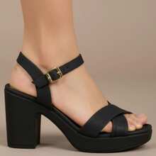Modare Women's Orthopedic Chunky Heel Sandal With Platform And 9cm High Heel. - 黑色/駝色 - 查看 2