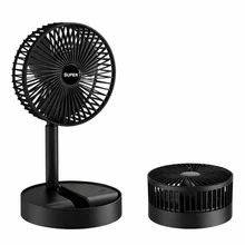 Ventilador Portátil Dobrável 180 Ajustável Doméstico Retrátil Mudo Kipas USB Recarregável Telescópico De Baixo Ruído Min - Preto - Visão 8