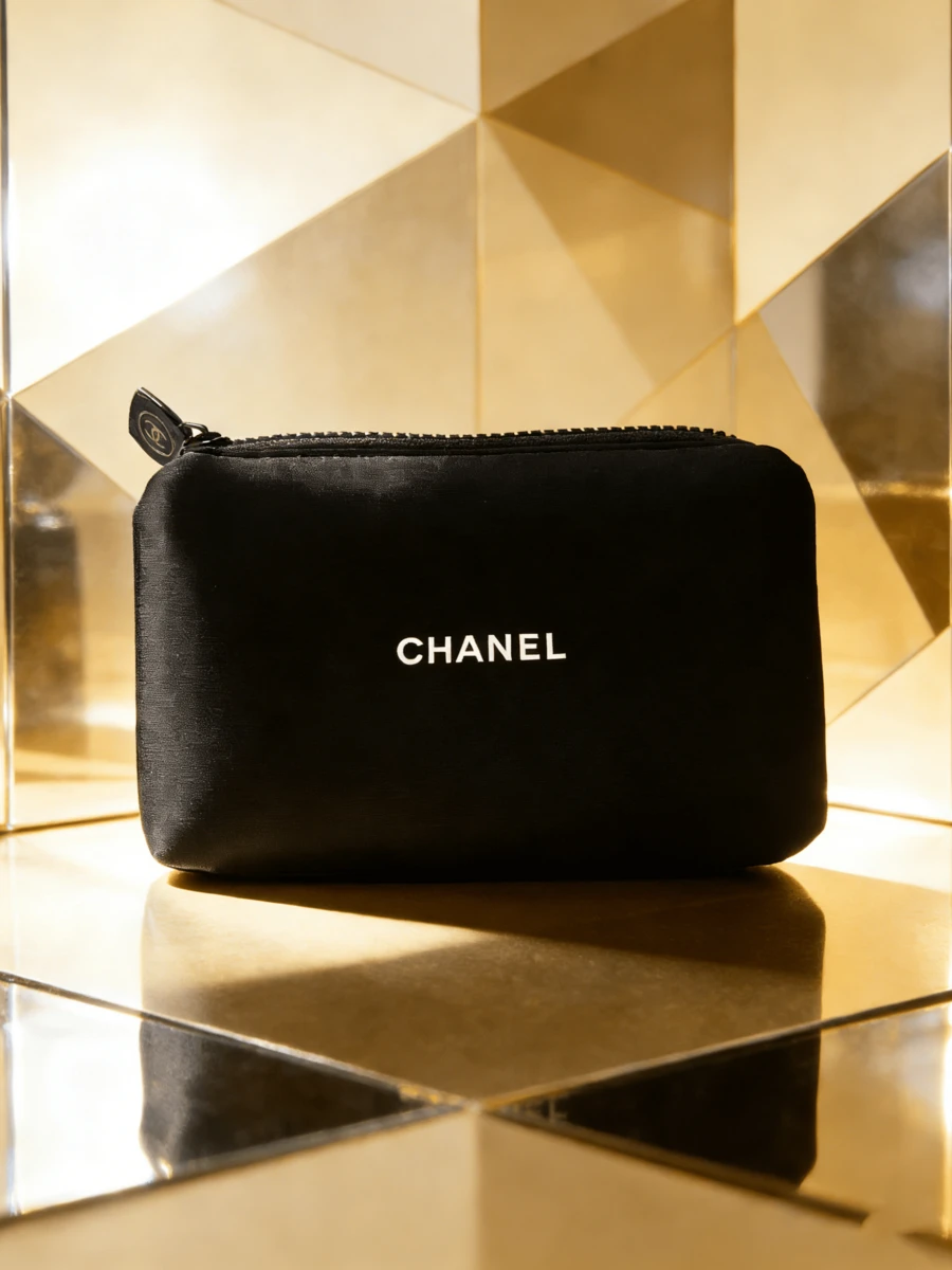 CHANEL Cotton Material, Cosmetic Bag, Makeup Pouch, Space Cotton, Coin Purse, Lipstick Case, Key Holder, Zipper Bag, Organizer Pouch - Black - View 1