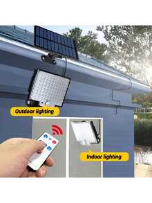 1 Stück 56/106/160 LED Solar Wandleuchte mit Bewegungssensor, wasserdicht, geeignet für Außenbereich Garten Villa Balkon Wandbeleuchtung (Die SOS-Taste auf der Fernbedienung hat keine tatsächliche Funktion) - Verschiedenfarbig - Übersicht 7