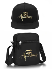 2pcs Zodiac Sign Graphic Print Y2K Streetwear Baseball Cap & Crossbody Bag Set, Adjustable Unisex Hat & Shoulder Bag, Great Gift For Yourself And Friends - Multicolor - View 17