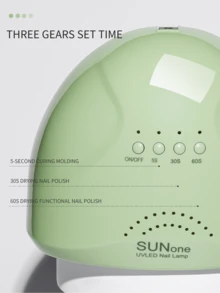 XEIJAYI 1个绿色USB供电的SUNone UV LED美甲灯，专业凝胶指甲油烘干机，带定时器和智能美甲烘干功能，美甲护理设备，LED美甲灯，3档亮度调节，红外智能传感器，适用于美甲沙龙和家庭美甲美足护理 - 綠色 - 查看 2