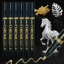 1支/6支装金色金属马克笔，永久性青铜色修补漆笔，适用于模型、岩石、金属、玻璃、塑料，防水，返校季必备 - 金色 - 查看 8