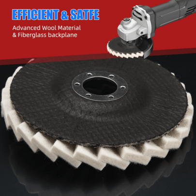 Wool Flap Buffing Wheel Pad Wool Polishing Wheel Felt Polishing Flap Discs 5 Inch For Angle Grinder, Stainless Steel, Marble, Stone, Furniture, Car Wax For Surface Finishing And Restoration
