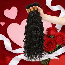 12A Natural Wave Bundles Human Hair 100% Brazilian Unprocessed Virgin Hair Wet And Wavy Hair Bundles Peruvian Deep Wave Hair Valentine's Day Must-Have For Hair Salons & Personal Use - Natural Black - View 2