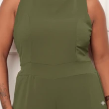 Women's Plus Size Long Elegant Formal Jumpsuit Duna - Màu xanh Ô liu - Xem 4