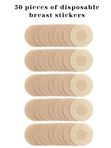 100/50pcs Disposable Round Nipple Covers, Non-Woven Fabric Nipple Pasties, Sports Bra Invisible Nipple Covers - Apricot - View 10