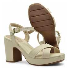 Modare Women's Orthopedic Chunky Heel Sandal With Platform And 9cm High Heel. - 奶油/駱駝 - 查看 1
