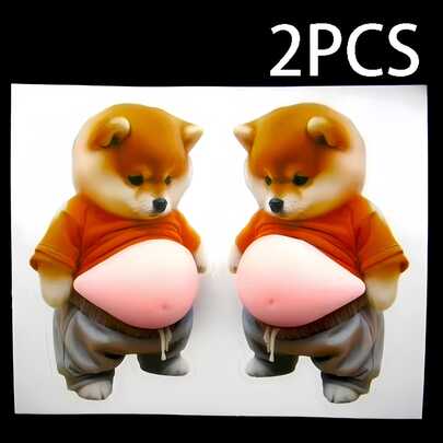 2 piezas/6 piezas Pegatinas 3D del vientre de Corgi - Calcomanías adhesivas lindas de mascotas, alivio del estrés anti-colisión, 2.48 pulgadas adecuadas para fundas de teléfonos, portátiles, refrigeradores, automóviles y hogar, regalo perfecto para amantes de las mascotas