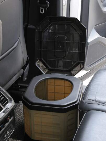 Portable, Odor-Proof Outdoor Portable Toilet/Trash Can/Car Accessory Storage Box For Road Trips; Foldable Car Toilet With Lid And Handle; Made Of , Odor-Proof Pp/Abs Material; Foldable To Save Space, Easy To Clean, Can Be Bagged; Multi-Functional – Car Storage Space/Car Toilet/Outdoor Seat/Everyday Trash Can