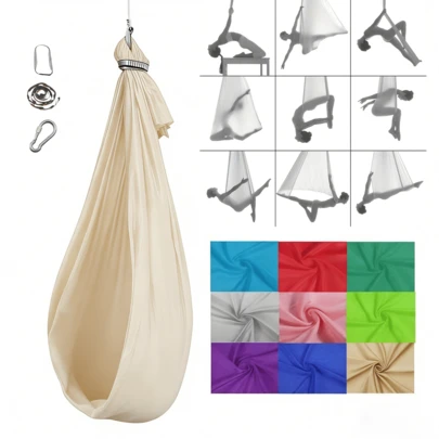150*280cm Durable Elastic Aerial Yoga Hammock Swing, Suitable For Inversion Practice, Beginner Set For Indoor & Outdoor Use, Adjustable Elastic Hammock Swing For Yoga, Triangle Hammock