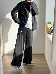 Nike Sportswear Phoenix Fleece 純色繫帶高腰寬腿針織運動褲 女款 黑色 - 黑色 - 查看 9