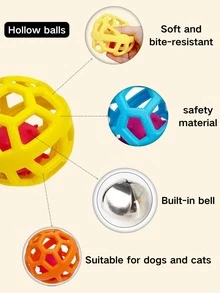 1pc Blue Plush Dog Toy With Sound, Blue Bell Chew Toy Ball, Washable High-Quality Material, Interactive With Owner, Durable Anti-Bite, Sleep Companion Dog Toy, Happy Puppy Game, Dog Chasing Toy - Multicolor - View 6